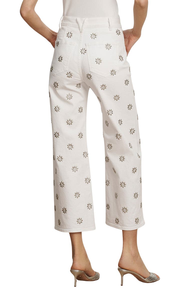 Veronica Beard Grant Studded High Waist Ankle Wide Leg Jeans, Alternate, color, White