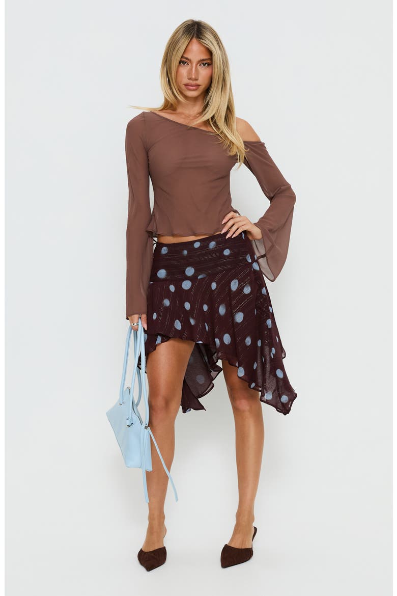 Hevenna Metallic Asymmetric Skirt, Alternate, color, BROWN