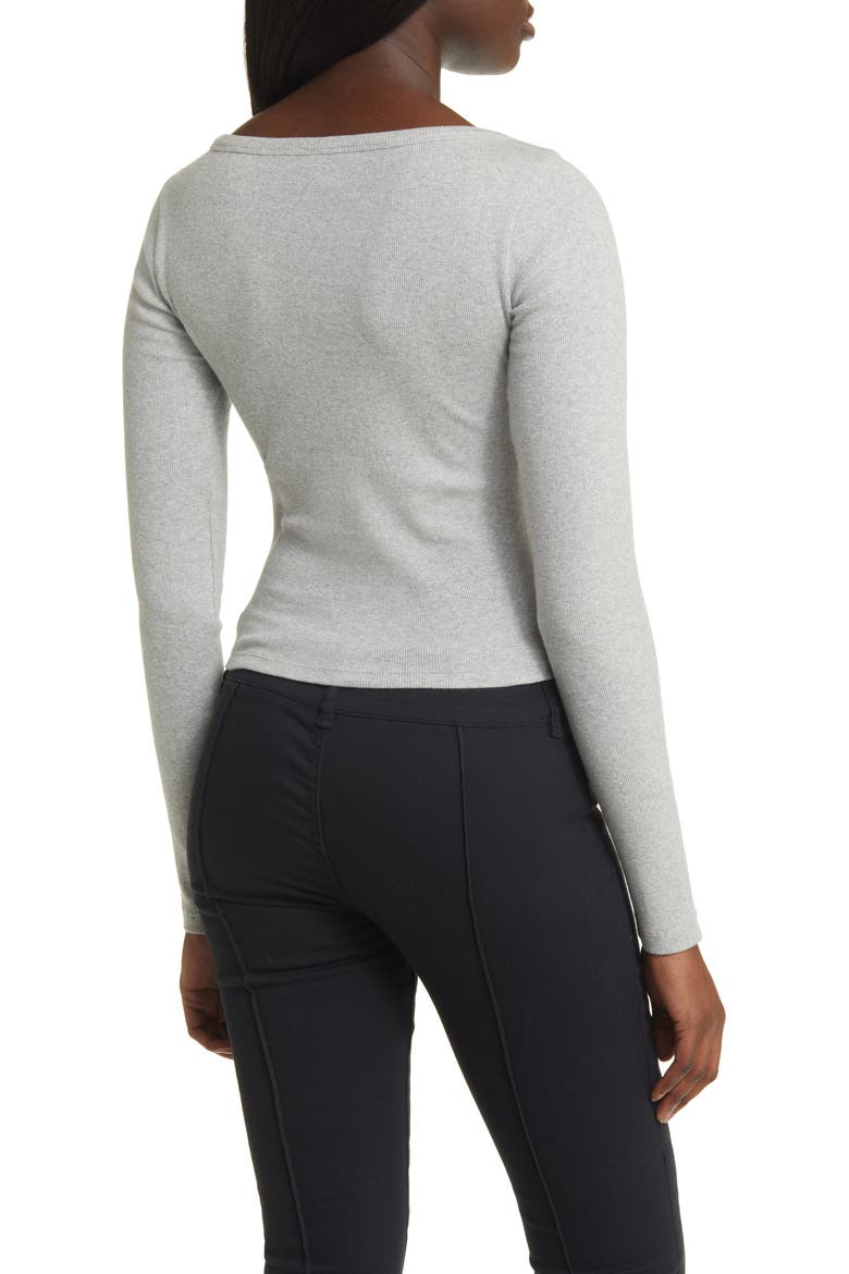 Rib Stretch Cotton T-Shirt, Alternate, color, GREY HEATHER
