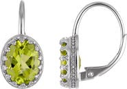 FZN Sterling Silver Oval Gemstone Drop Earrings