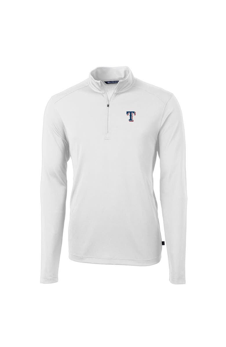 Cutter & Buck Men's Cutter & Buck  White Texas Rangers Virtue Eco Pique Recycled Quarter-Zip Pullover Top, Alternate, color, 