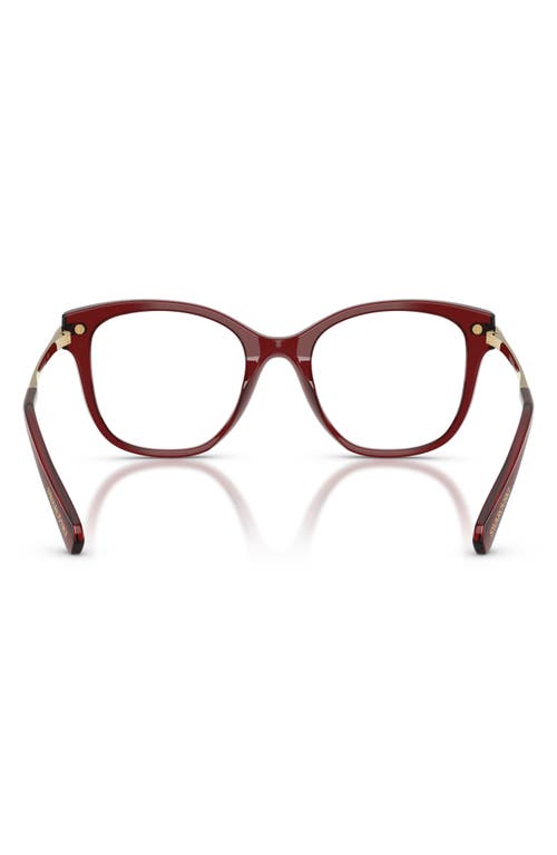 Swarovski 49mm Crystal Embellished Square Optical Glasses In Transp Burgundy/demo Lens