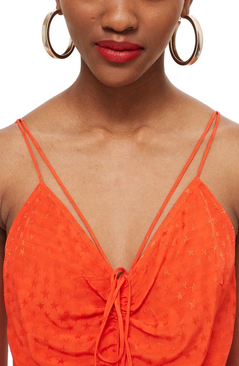 Topshop Star Jacquard Ruched Slipdress, Alternate, color, 