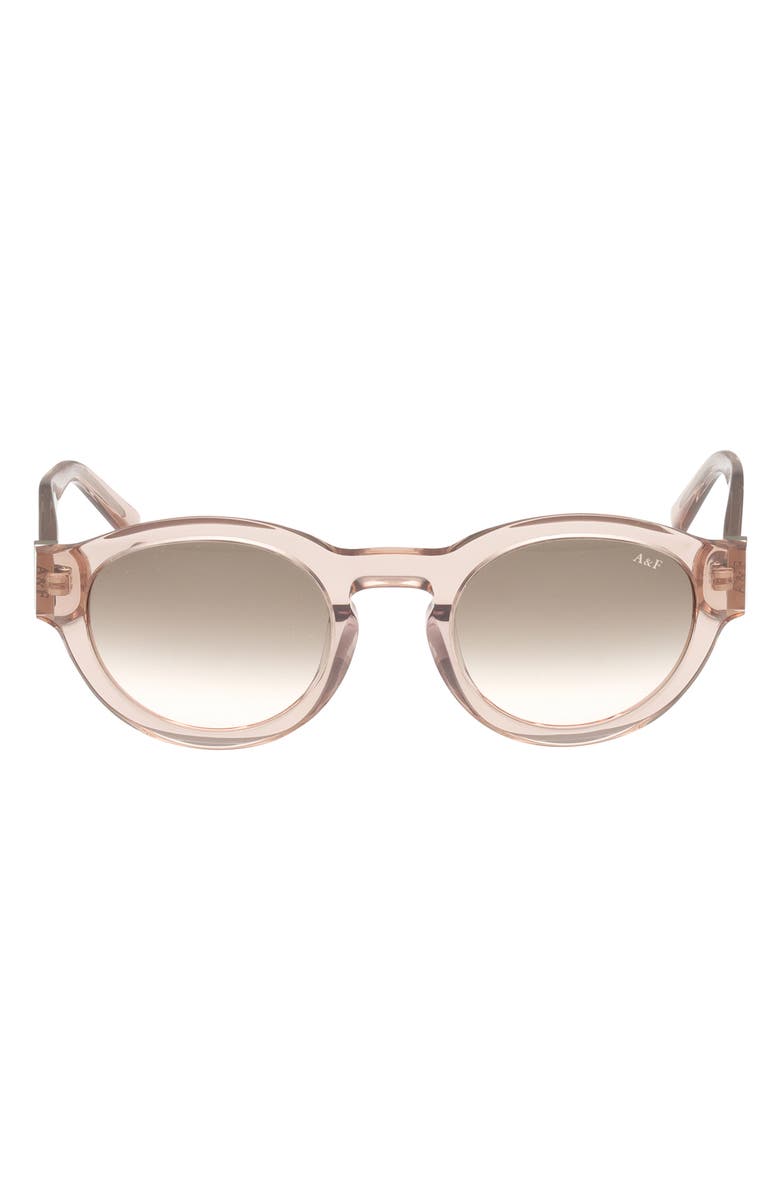 ABERCROMBIE & FITCH 49mm Round Sunglasses, Main, color, Shiny Beige / Smoke Blush
