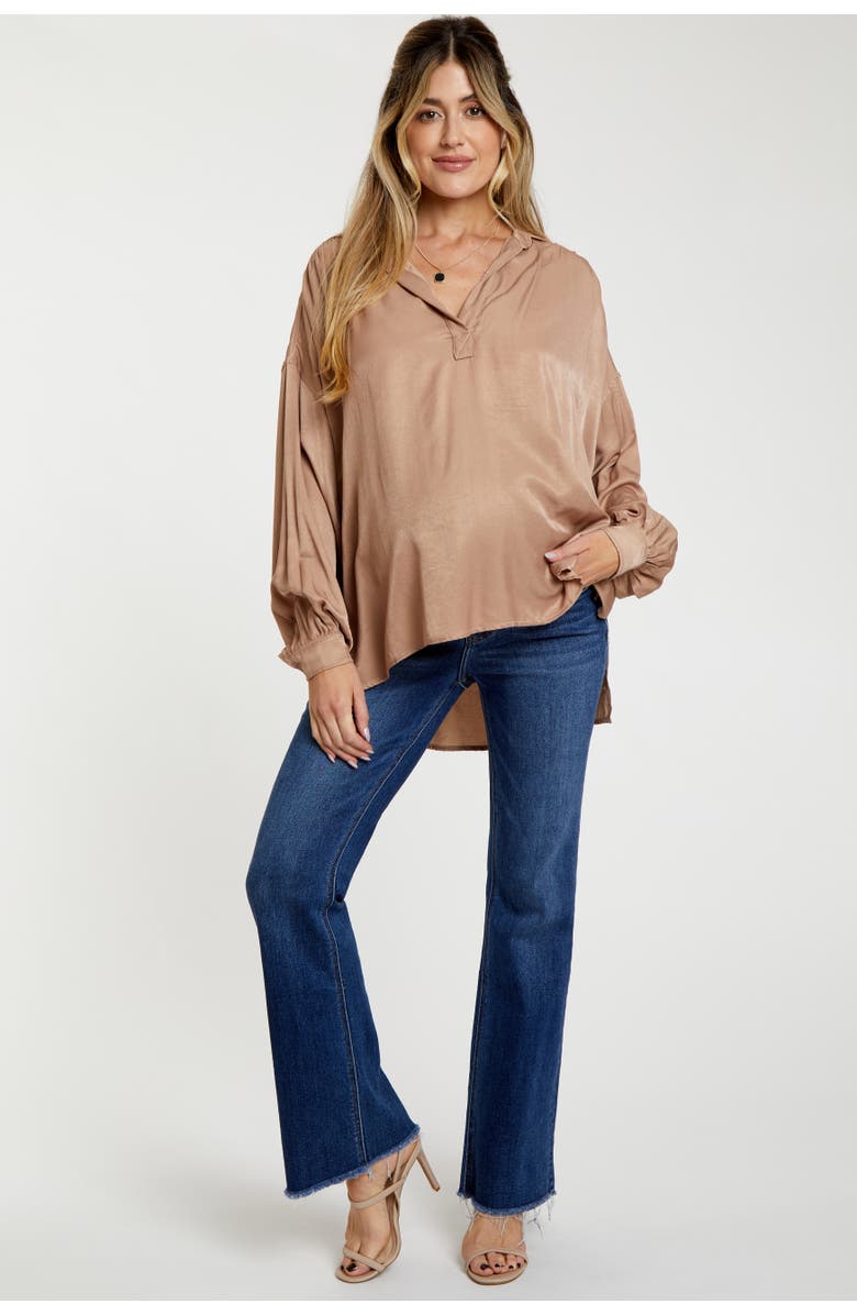 PinkBlush Raw Hem Bootcut Maternity Jeans, Alternate, color, Navy Blue