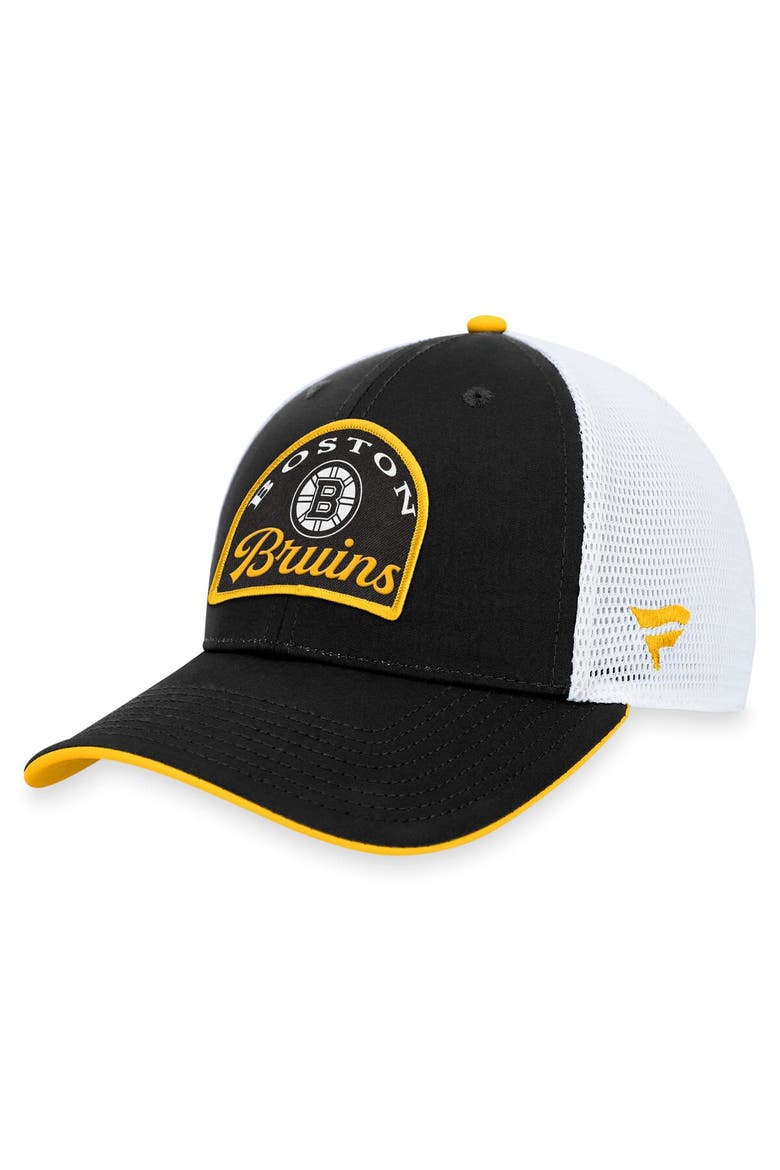 Men's Fanatics Branded Black/White Boston Bruins Fundamental Adjustable Hat, Main, color, Black