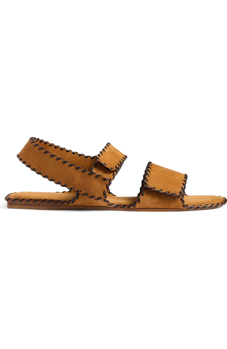 Khaite Boden Whipstitch Slingback Sandal, Alternate, color, Caramel