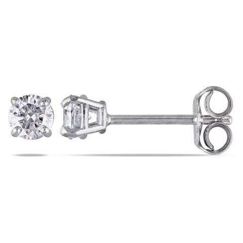 Diamond Stud Earrings Sterling Silver