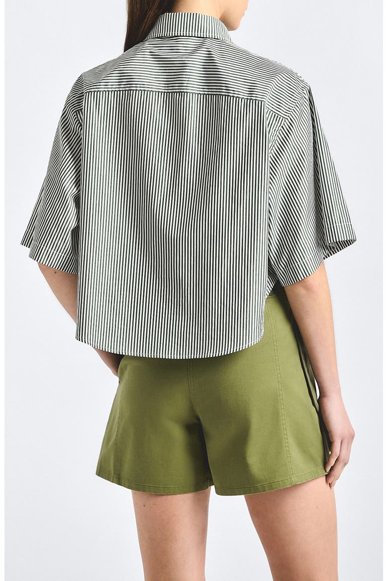 Ember Oversize Stripe Crop Cotton Button-Up Shirt, Alternate, color, FATIGUE STRIPE