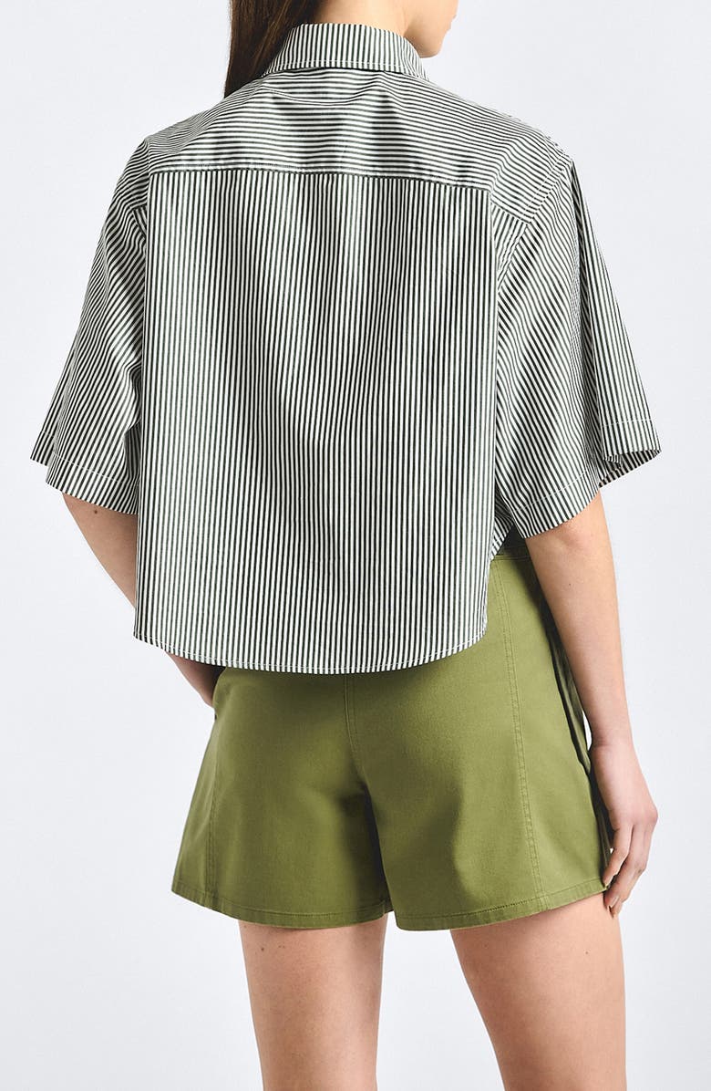 Derek Lam 10 Crosby Ember Oversize Stripe Crop Cotton Button-Up Shirt, Alternate, color, Fatigue Stripe