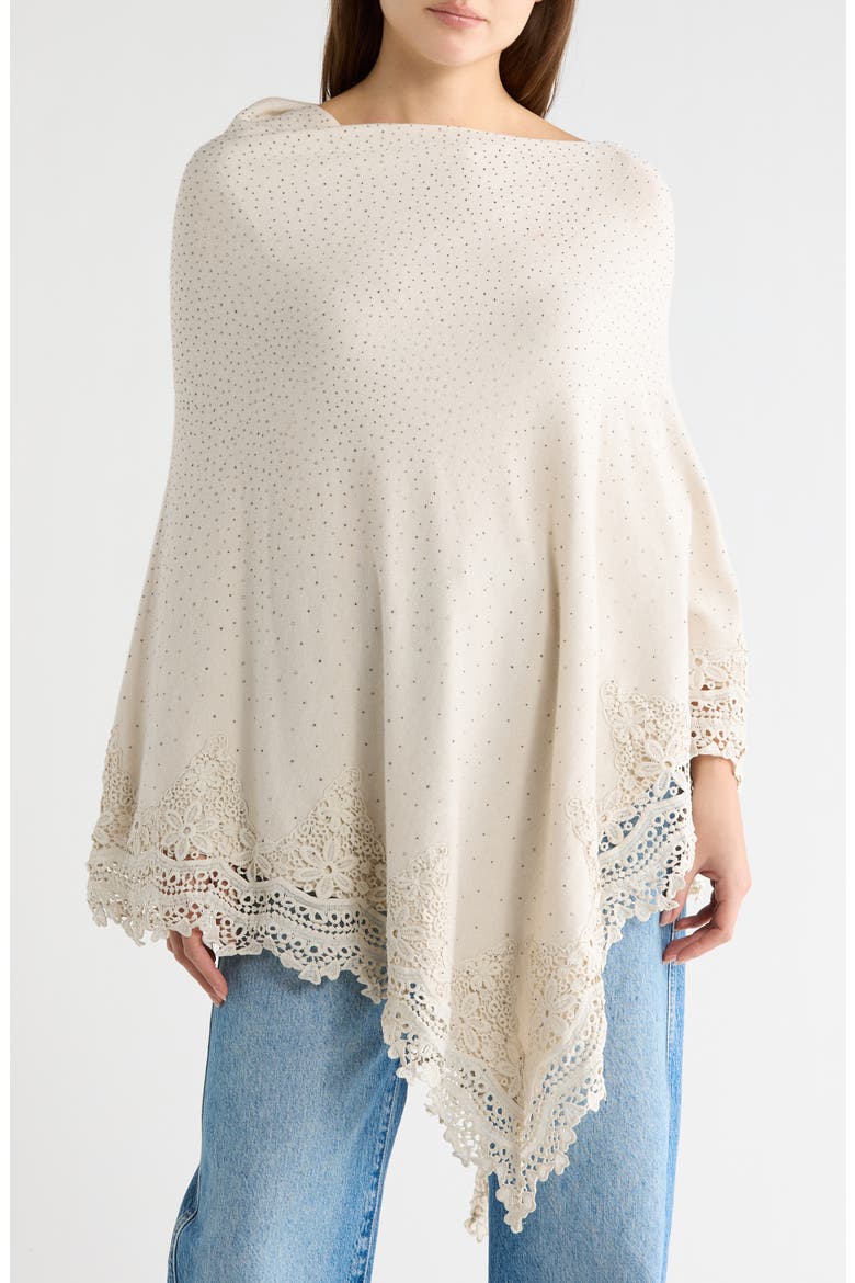 Lace Trim Poncho, Main, color, IVORY