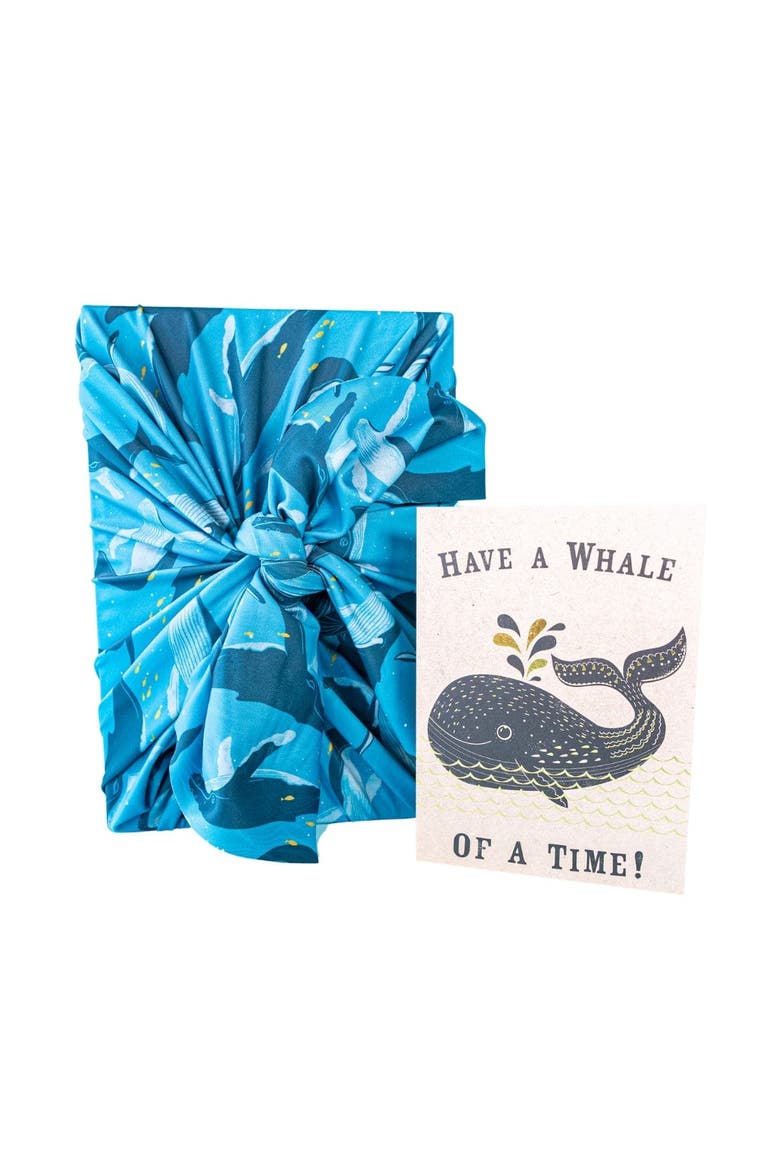 Assorted Set of 5 Reusable Cloth Furoshiki Gift Wrap, Alternate, color, Ocean Conservation