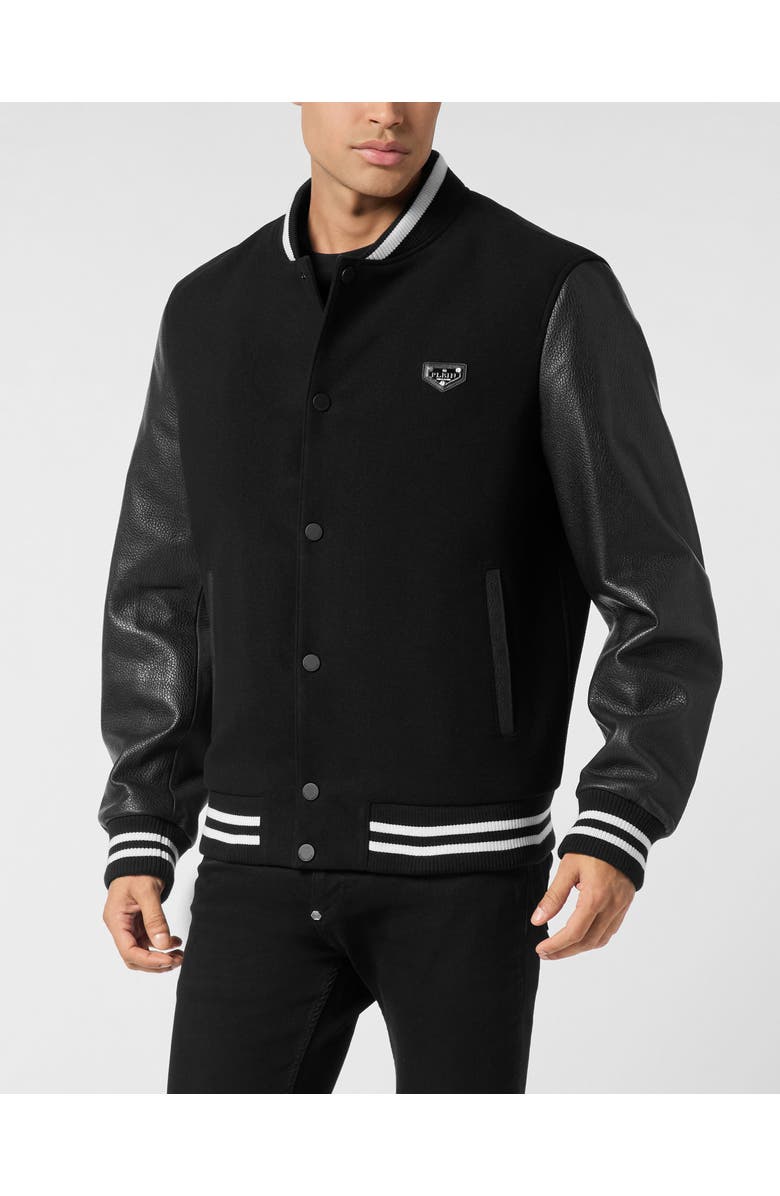 PHILIPP PLEIN College Bomber Skull Stones Men, Main, color, Black