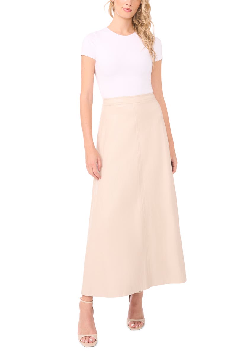 Vince Camuto Faux Leather A-Line Skirt, Alternate, color, Neutral