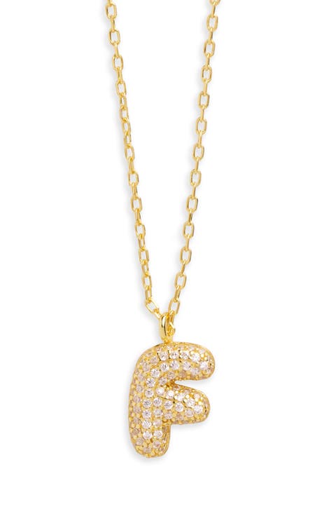 Cubic Zirconia Bubble Inital Pendant Necklace