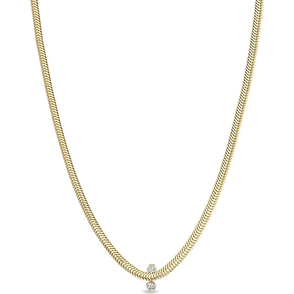 Zoë Chicco Diamond Snake Chain Necklace In Gold