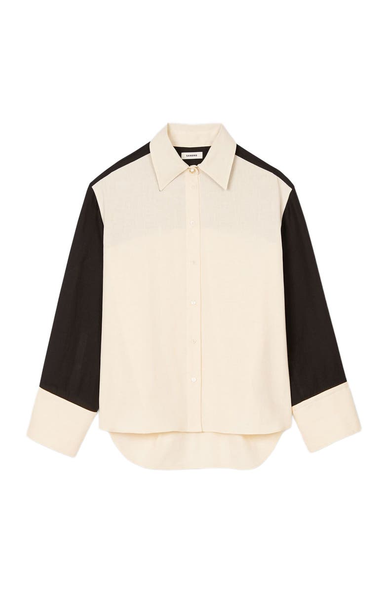SANDRO Two-tone shirt, Alternate, color, Ecru