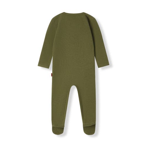 Milkbarn Waffle Zipper Footed Romper In Green
