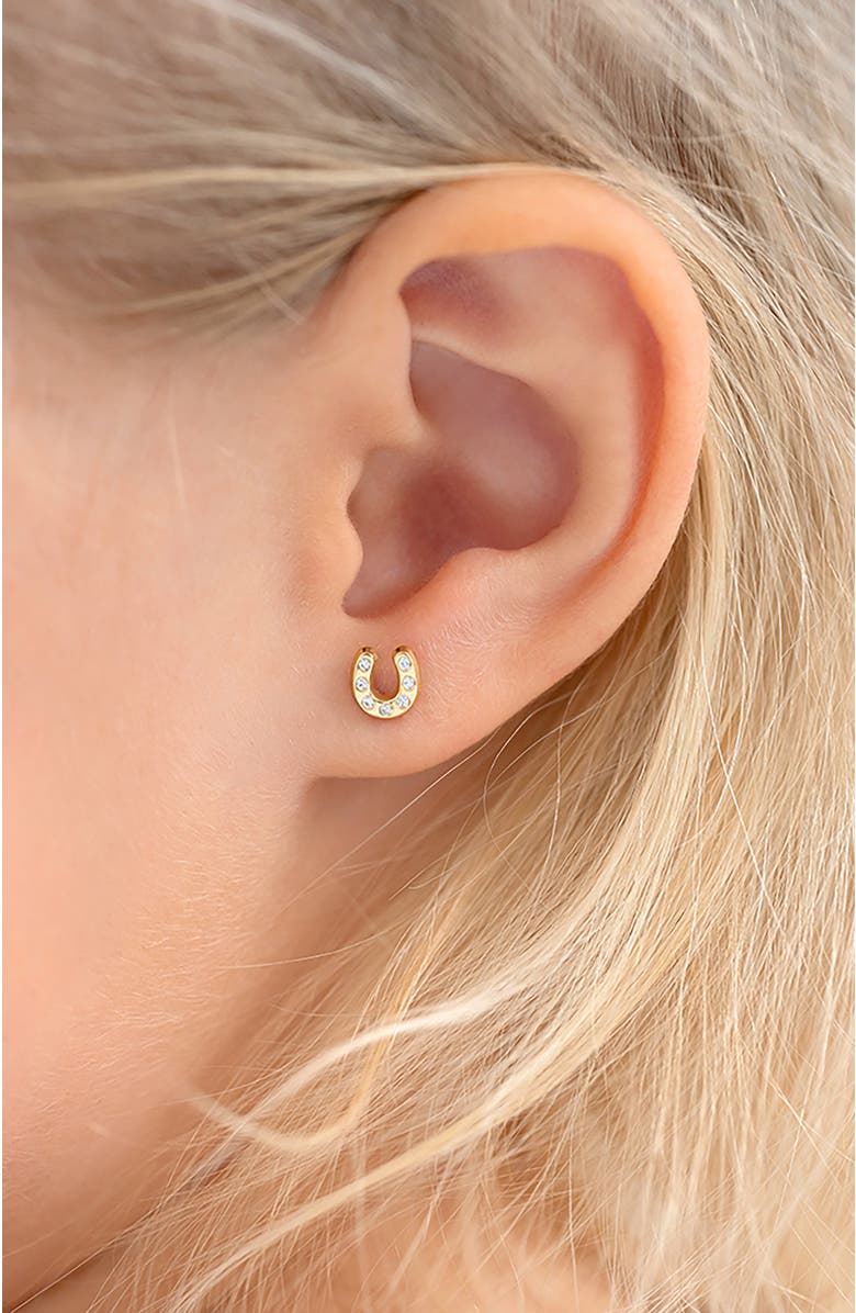 In Season Jewelry 14k Horseshoe Earrings, Alternate, color, Gold
