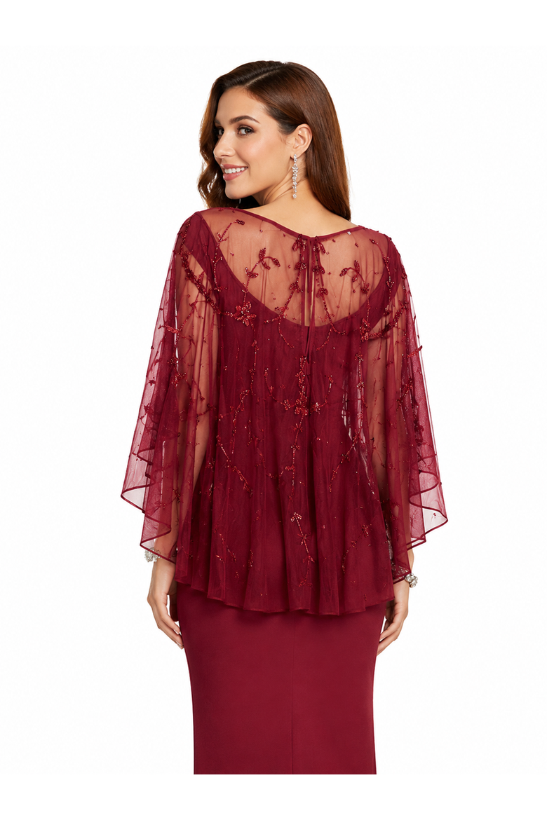 Flutter Capelet, Alternate, color, Wine
