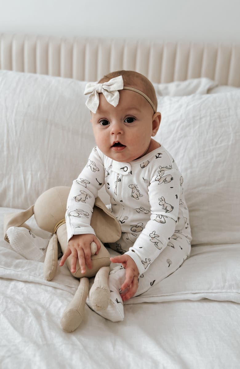 L'ovedbaby Bunny Print Fitted One-Piece Organic Cotton Footie Pajamas, Alternate, color, 