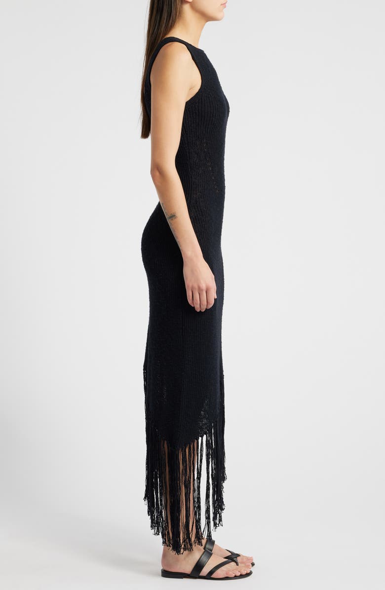 Rails Rylee Sleeveless Fringe Hem Sweater Dress, Alternate, color, Black