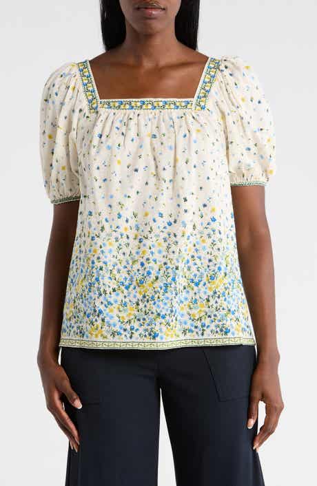 MAX STUDIO Printed Square Neck Top