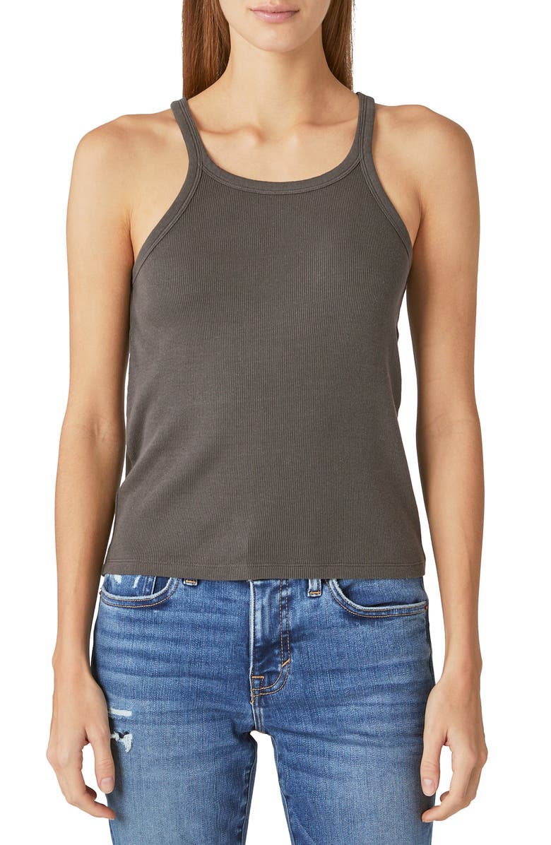 Lucky Brand Essential Cotton Rib Tank, Main, color, Raven