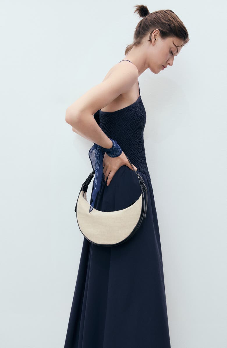 MANGO Combined Halter Neck Maxi Dress, Alternate, color, Dark Navy