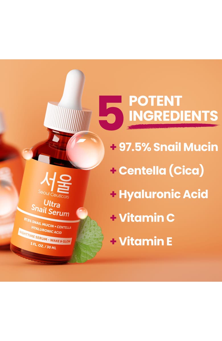 Seoul Ceuticals Korean Skincare Ultra Snail Serum, Alternate, color, Clear