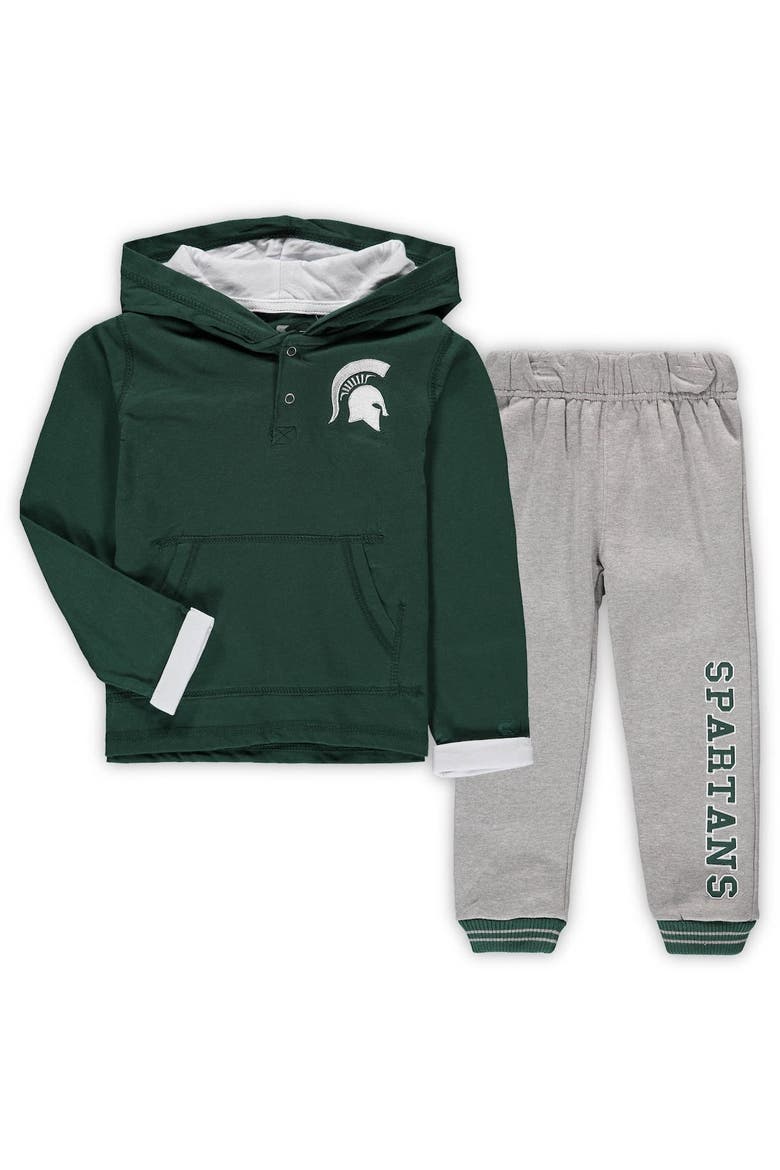 Toddler Colosseum Green/Heathered Gray Michigan State Spartans Poppies Hoodie and Sweatpants Set, Alternate, color, Green