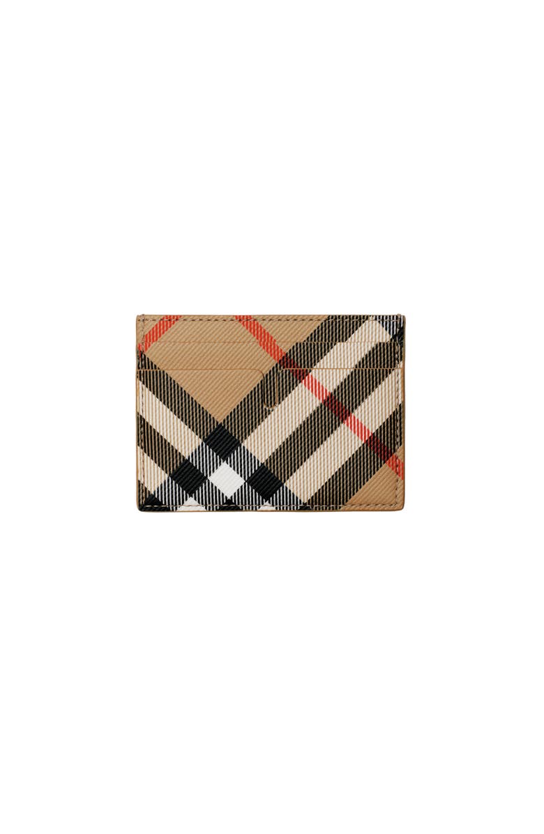 Burberry Check Card Case, Alternate, color, Sand