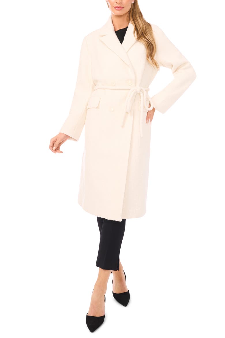 Double Breasted Bouclé Coat, Alternate, color, NEW IVORY