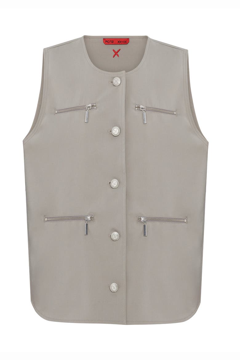 Cotton Woven Vest With Zip Detail, Main, color, BEIGE