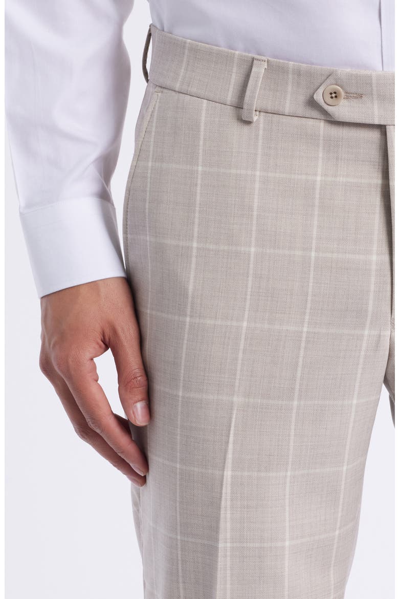 Windowpane Check Wool Dress Pants, Alternate, color, SAND