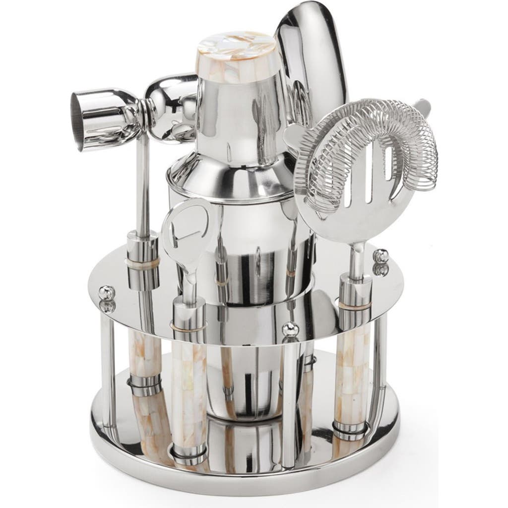 Roselli Trading Company Mother-of-pearl 6-piece Bar Tool Set In Silver
