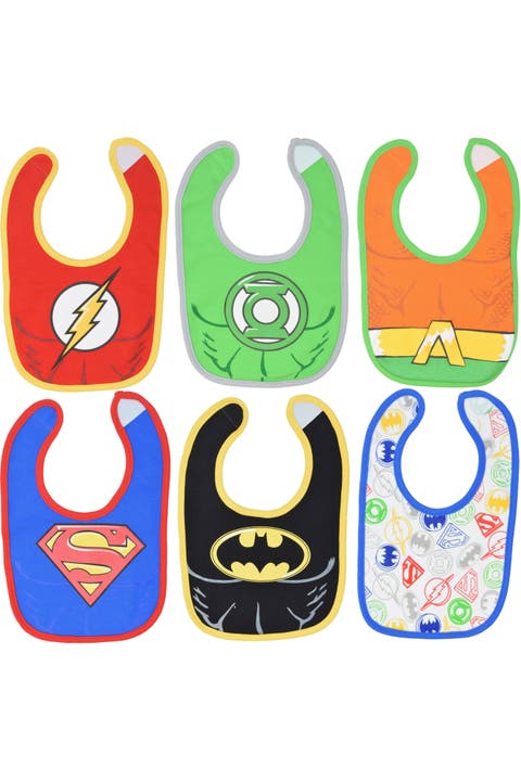 Justice League 6-Pack Absorbent Drool Bibs