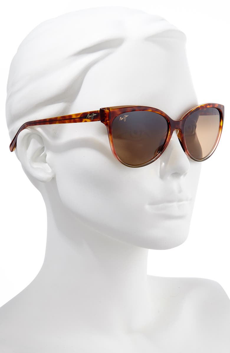 Maui Jim 'Olu 'Olu 57mm Polarized Cat Eye Sunglasses, Alternate, color, Tortoise With Tan/ Hcl Bronze