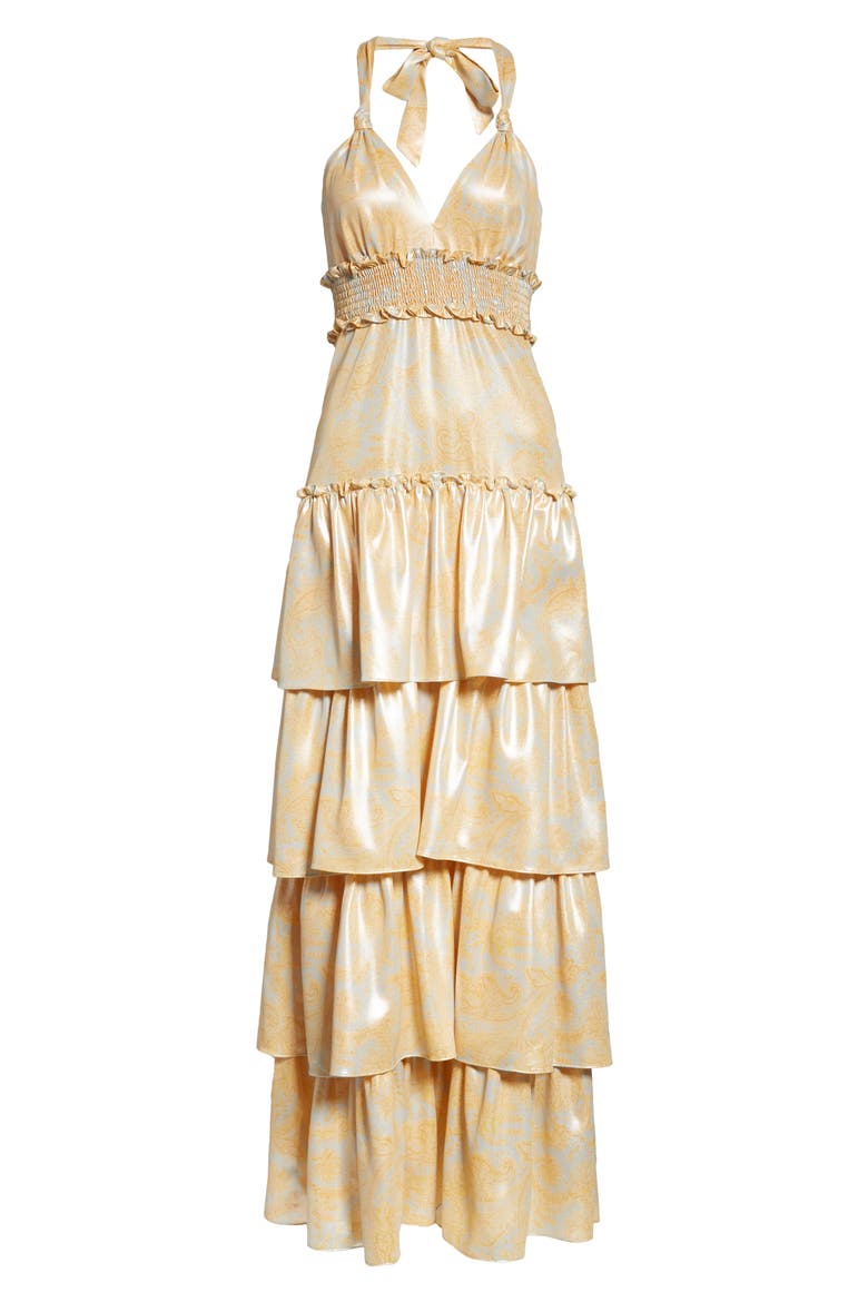 Ivy Tiered Satin Maxi Dress, Alternate, color, SNAPDRAGON