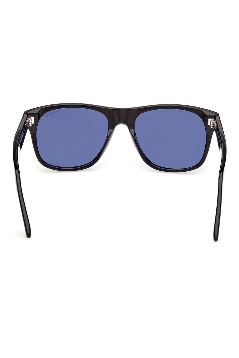 Marlon 55mm Square Sunglasses, Alternate, color, SHINY BLACK/ BLUE LENSES