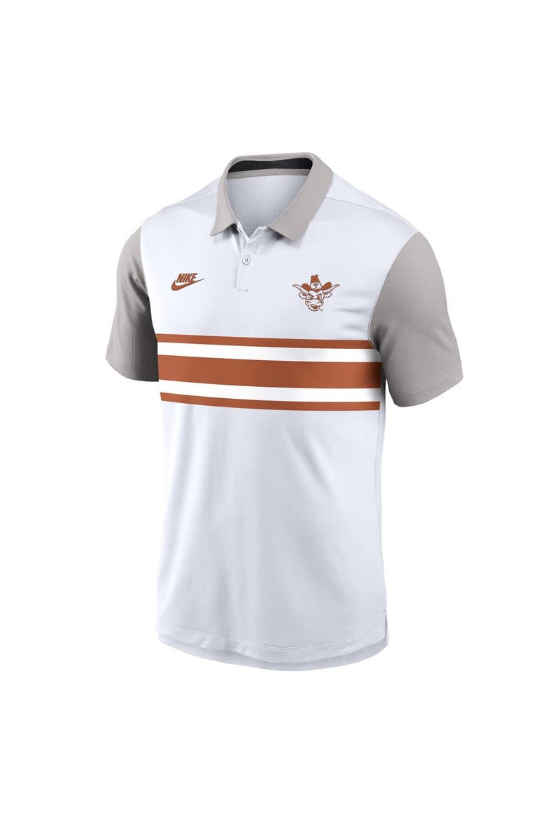 Men's Nike White/Gray Texas Longhorns Athletic Prep Legacy Logo Vapor Performance Polo, Alternate, color, White