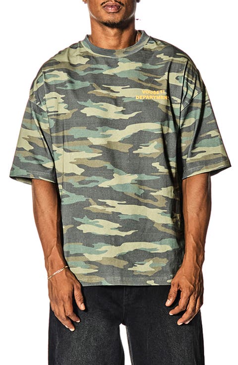 Department Oversize Camo Cotton Graphic T-Shirt