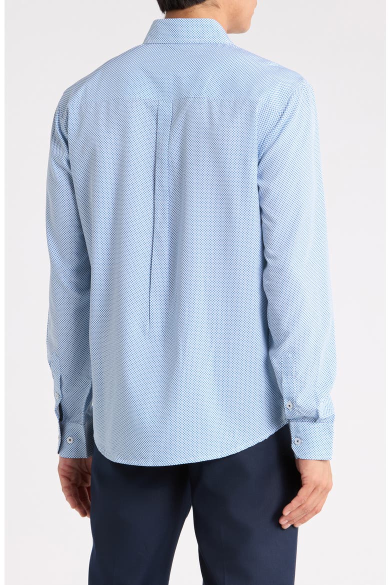 Printed Performance Long Sleeve Button-Up Shirt, Alternate, color, WHITE