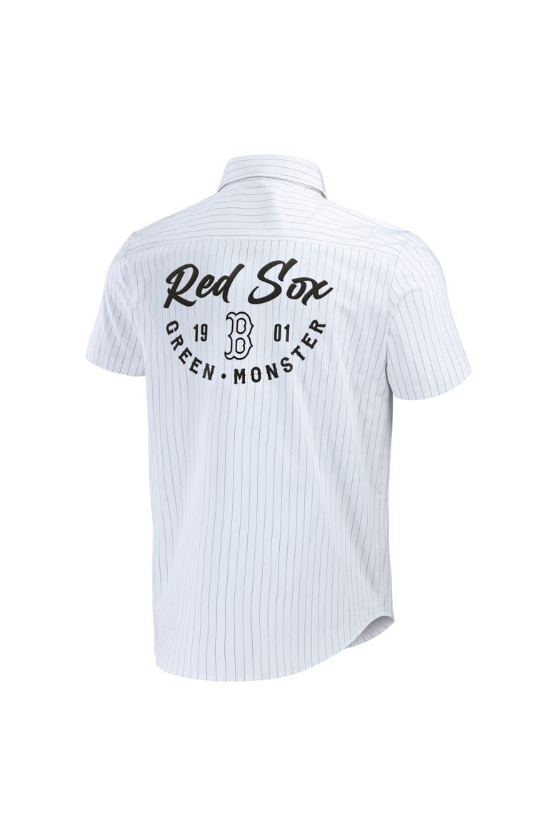 Men's Darius Rucker Collection by Fanatics White Boston Red Sox Pin Stripe Short Sleeve Button-Up Shirt, Alternate, color, White