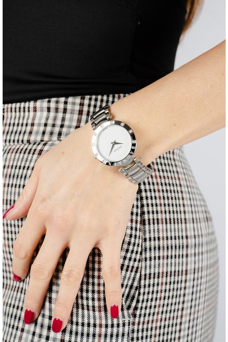 Bijou Diamond Bracelet Watch, 33mm, Alternate, color, SILVER/WHITE