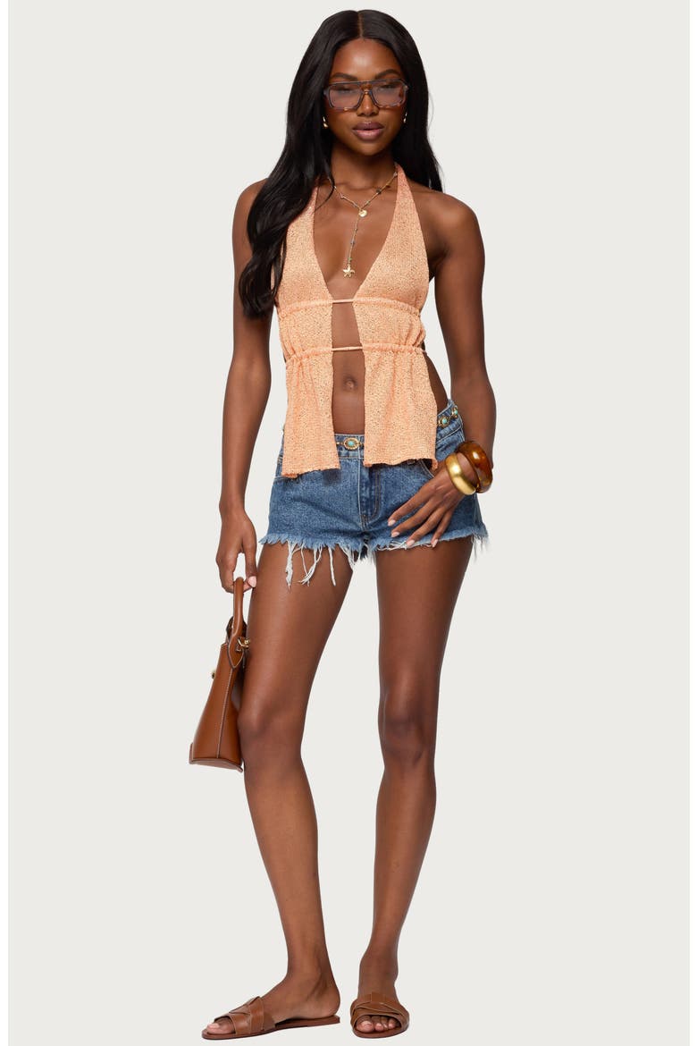 Cutoff Denim Shorts, Alternate, color, BLUE
