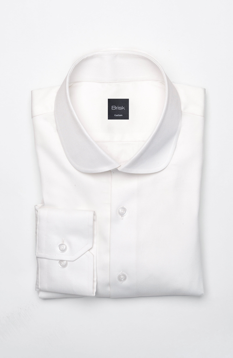 Pearl White Twill Pima Cotton Dress Shirt