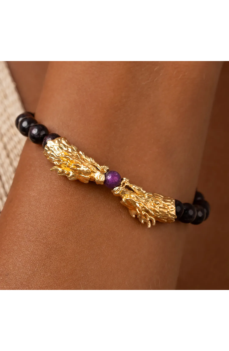 Karma and Luck Dragonfire Harmony Garnet & Ruby Bracelet, Alternate, color, Burgundy/Gold