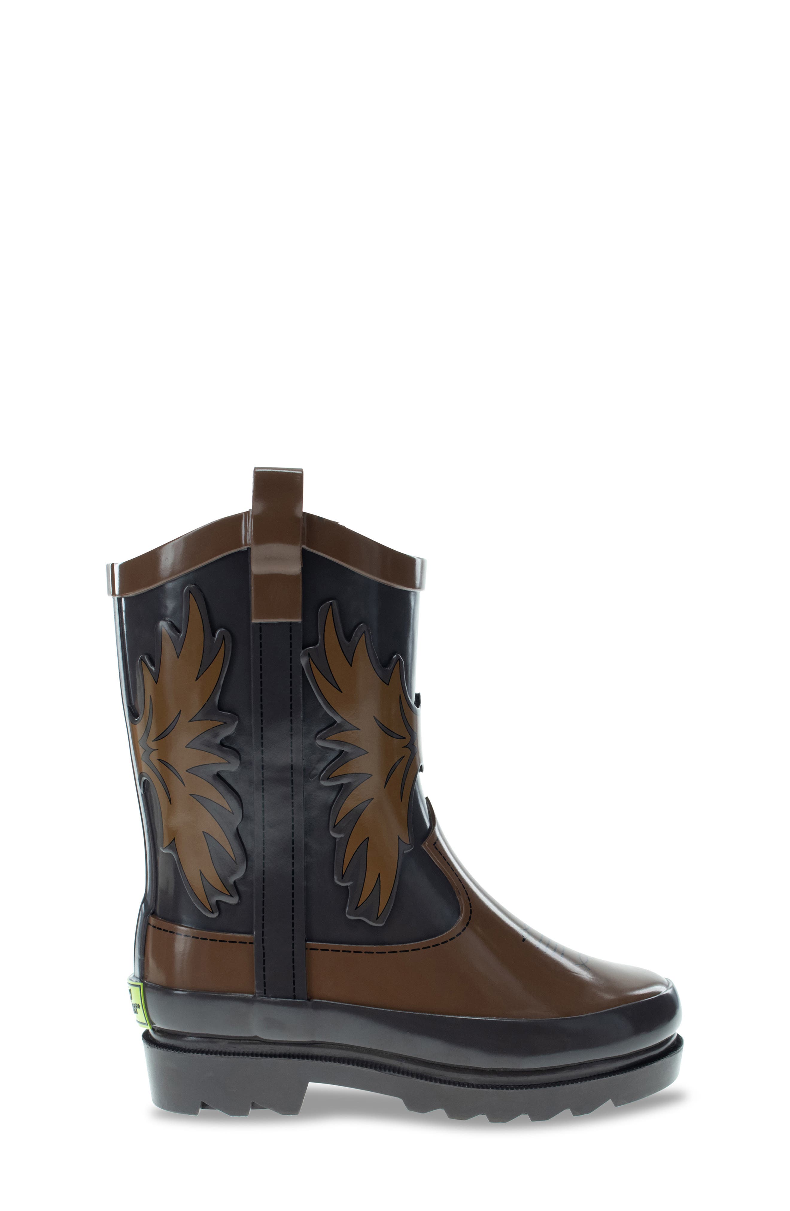 Western Chief Kids' Cowboy Waterproof Rain Boot, Alternate, color, Brown