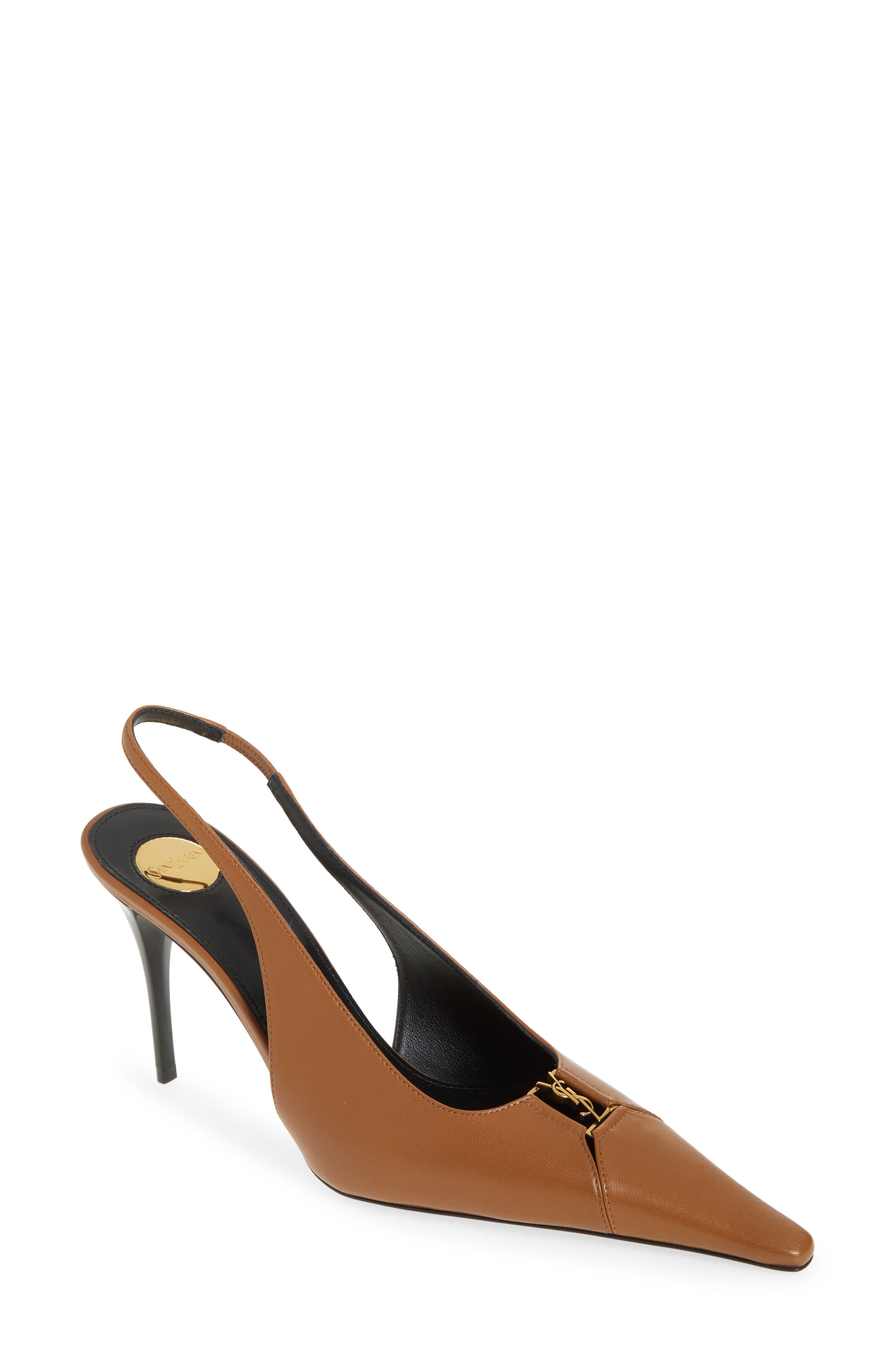 Saint Laurent Babylone Slingback Pump, Main, color, Dark Macadamia